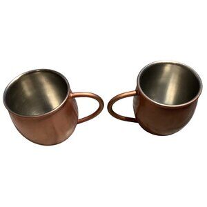 2 Threshold Copper Moscow Mule Mugs Stainless Steel Lined Cocktail Drinkware